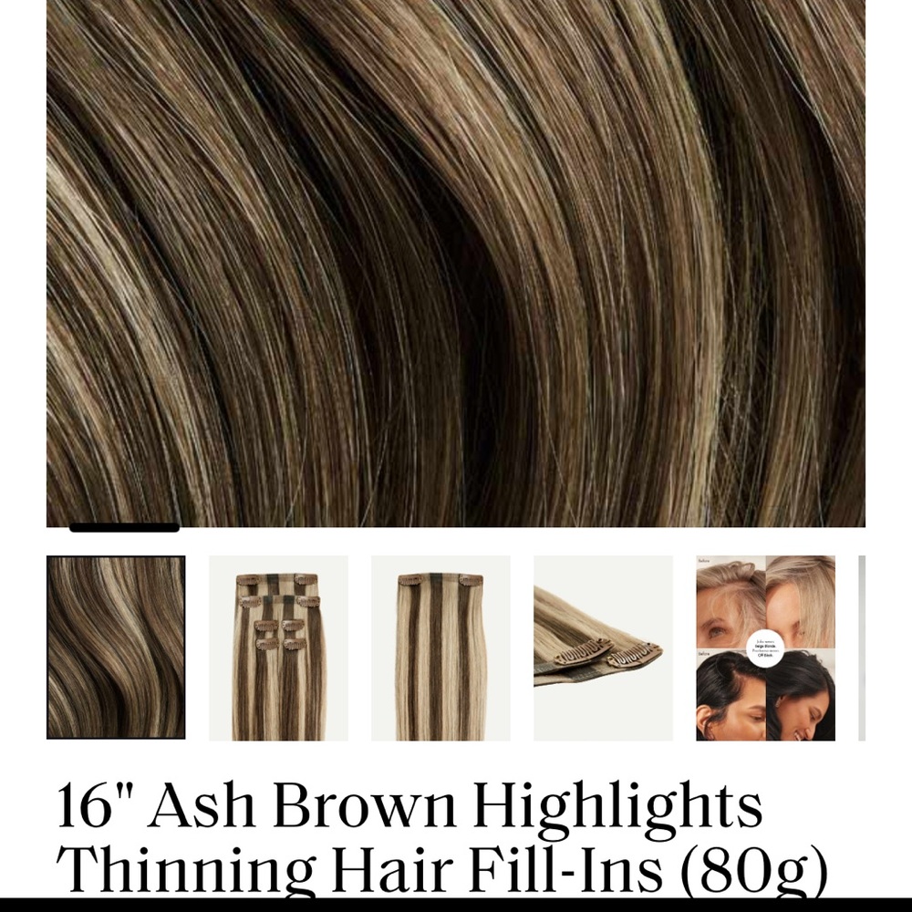 NEW Luxy Hair 16" Ash Brown Highlights Thinning Hair Fill-Ins (80g)